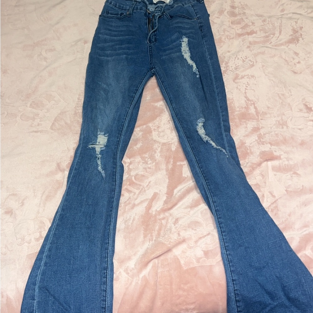 Women's Blue Distressed Jeans
